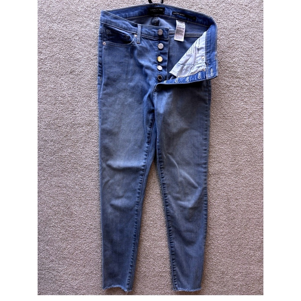 Banana Republic High-Rise Skinny Jeans Womens 27 Blue Button Fly Raw Hem Denim